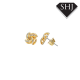 9ct  Yellow & White Gold Knot Studs