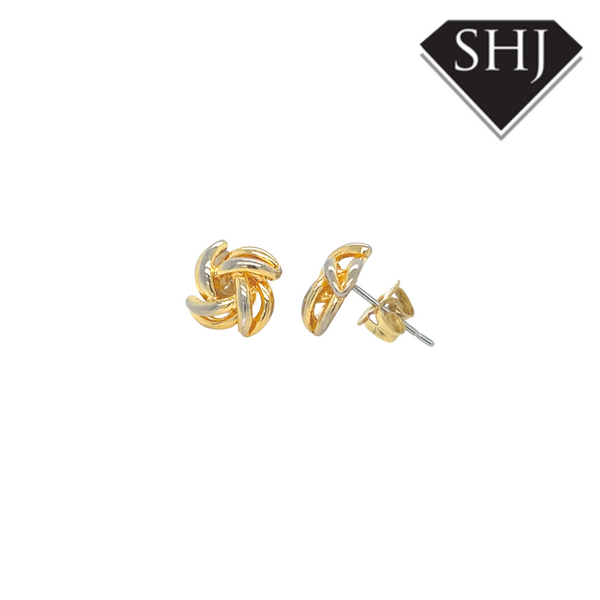 9ct  Yellow & White Gold Knot Studs