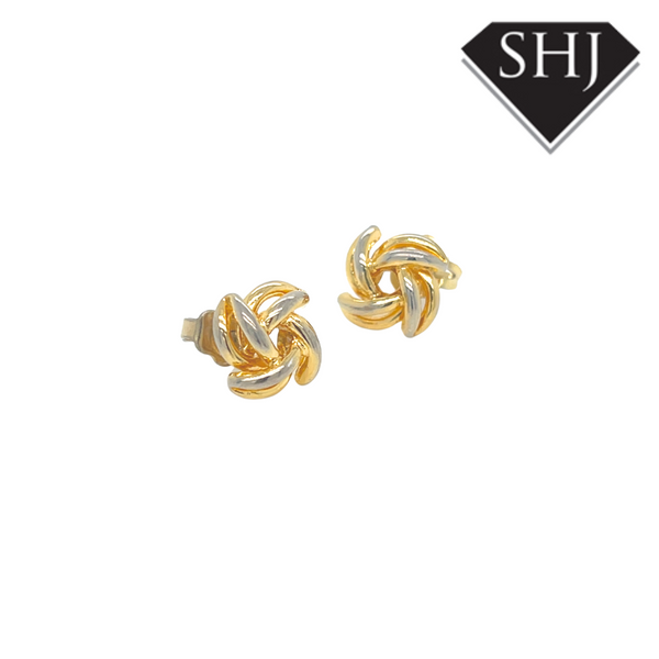 9ct  Yellow & White Gold Knot Studs