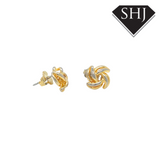 9ct  Yellow & White Gold Knot Studs