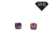 9ct Yellow Gold Amethyst Studs