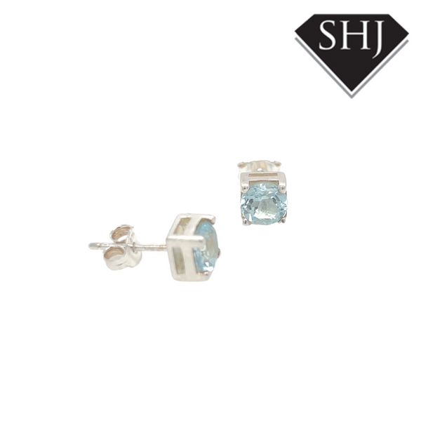 Silver Blue Topas Studs