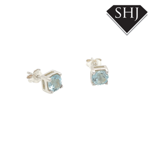 Silver Blue Topas Studs