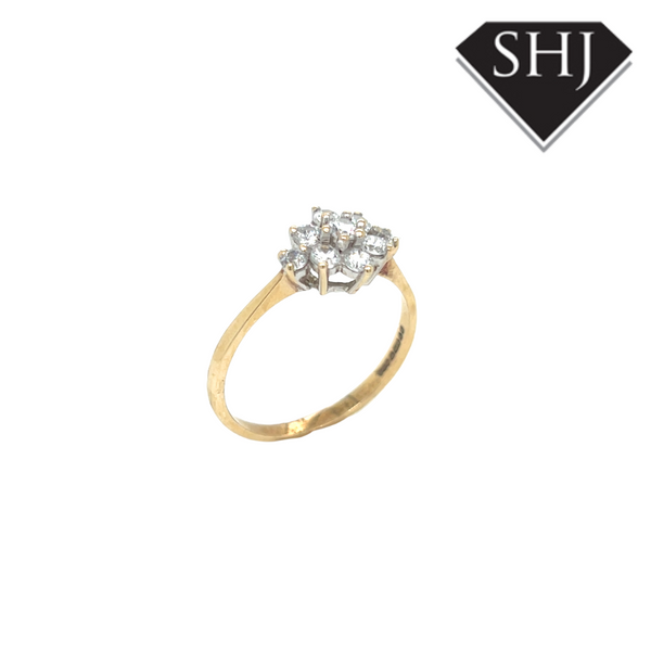 9ct Yellow Gold CZ Cluster Ring