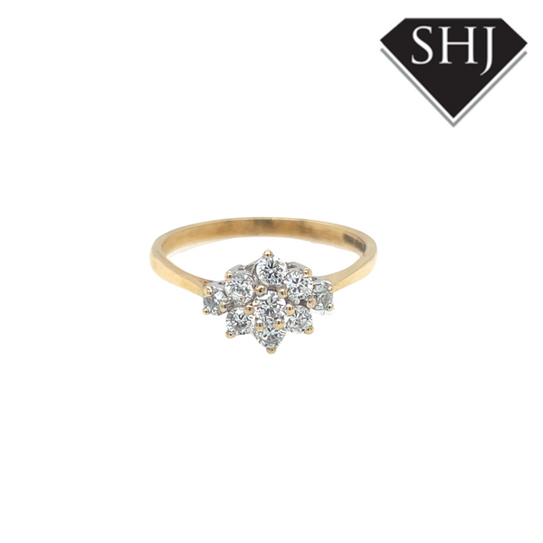 9ct Yellow Gold CZ Cluster Ring