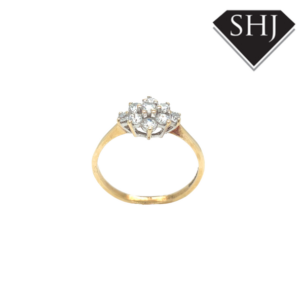 9ct Yellow Gold CZ Cluster Ring