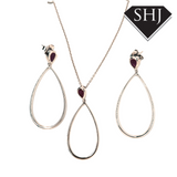 Silver Petal Ruby Drop Earrings Lucy Q