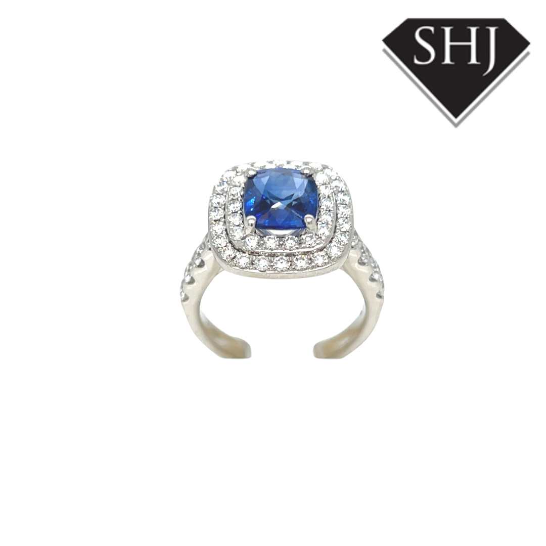 Platinum 1.17ct Sapphire 2.21ct Diamond Ring