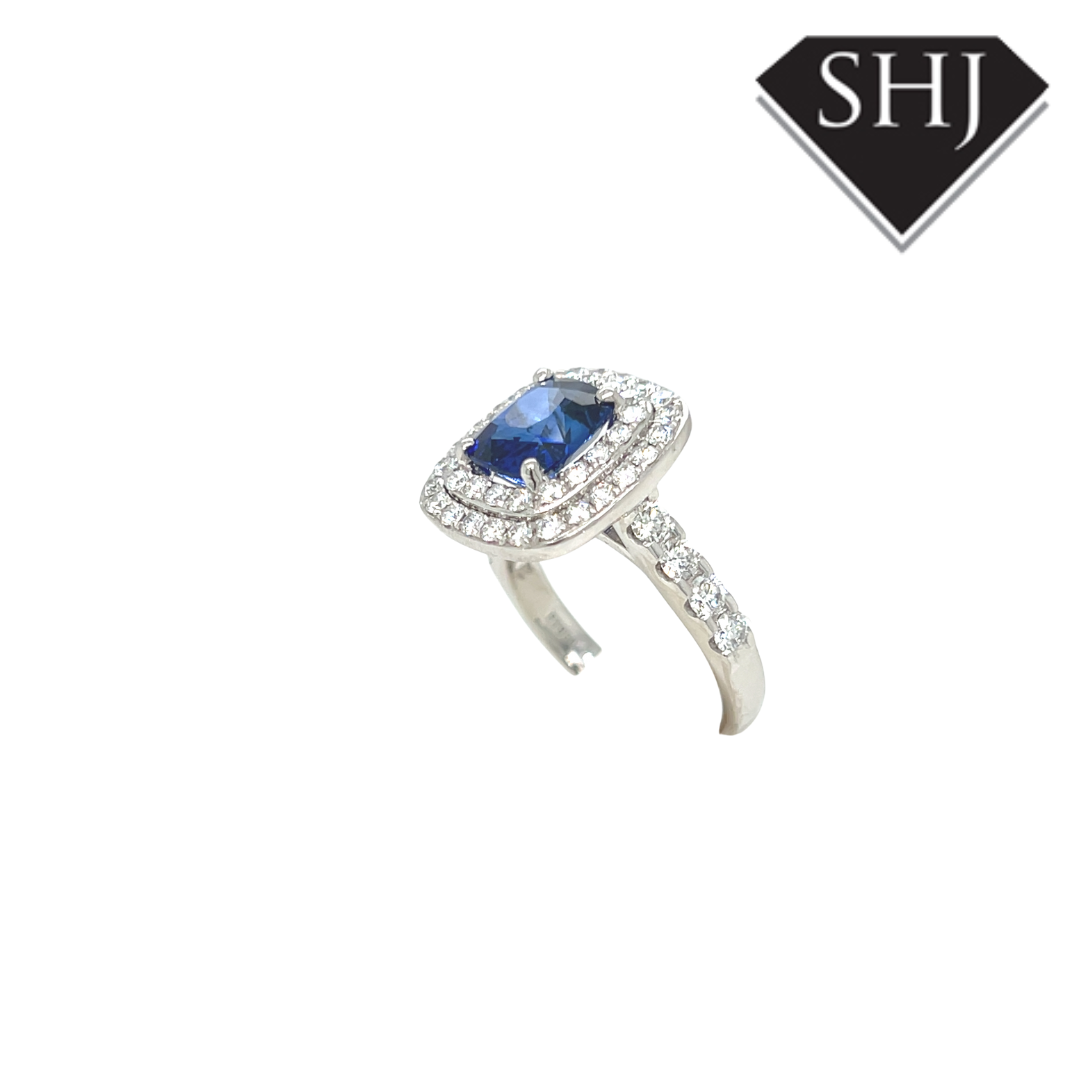 Platinum 1.17ct Sapphire 2.21ct Diamond Ring