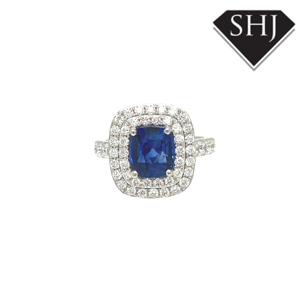 Platinum 1.17ct Sapphire 2.21ct Diamond Ring