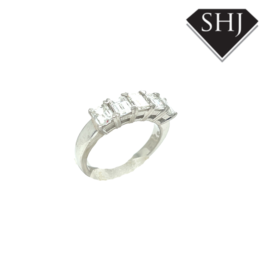 Platinum 5 Stone Emerald Cut Diamond Ring