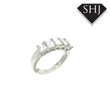 Platinum 5 Stone Emerald Cut Diamond Ring