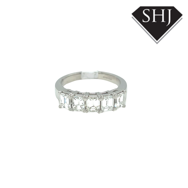 Platinum 5 Stone Emerald Cut Diamond Ring