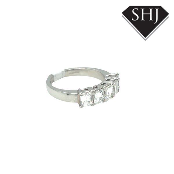 Platinum 5 Stone Emerald Cut Diamond Ring