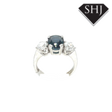 Platinum 3 Stone 2.94ct Sapphire 1.40ct Diamond Ring