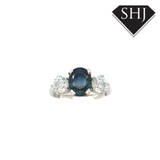 Platinum 3 Stone 2.94ct Sapphire 1.40ct Diamond Ring