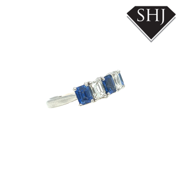 Platinum 5 Stone 1.60ct Sapphire 0.84ct Diamond Ring