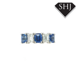 Platinum 5 Stone 1.60ct Sapphire 0.84ct Diamond Ring