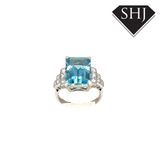 18ct White Gold Aqua and Diamond Ring