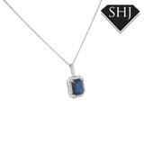 18CT White Gold Sapphire Diamond Pendant