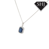 18CT White Gold Sapphire Diamond Pendant