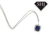 18CT White Gold Sapphire Diamond Pendant