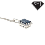 18CT White Gold Sapphire Diamond Pendant