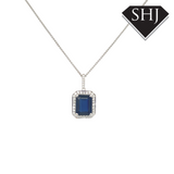 18CT White Gold Sapphire Diamond Pendant
