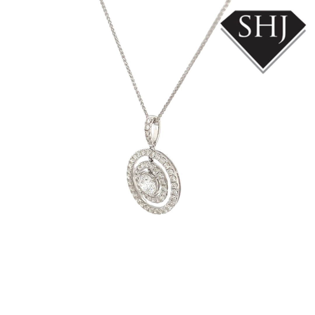 18ct White Gold Diamond Circle Pendant