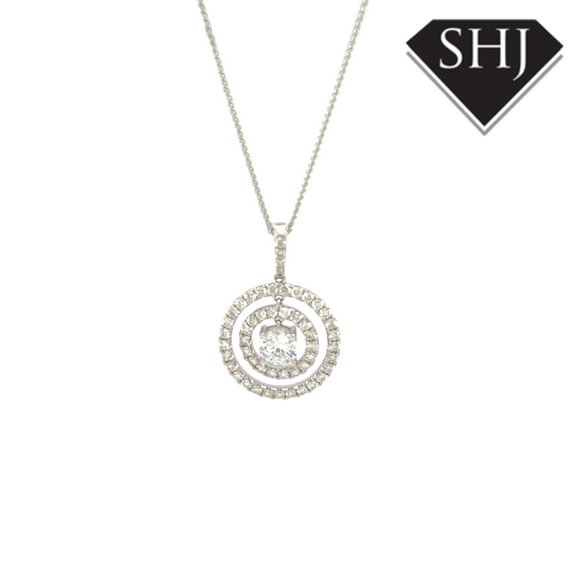 18ct White Gold Diamond Circle Pendant