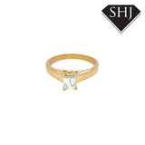 18ct Yellow Gold Emerald Cut Diamond Ring