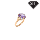 9ct Yellow Gold Single Stone Amethyst Ring