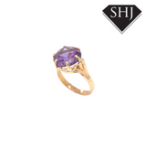 9ct Yellow Gold Single Stone Amethyst Ring