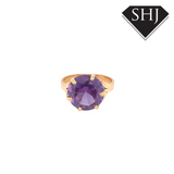 9ct Yellow Gold Single Stone Amethyst Ring