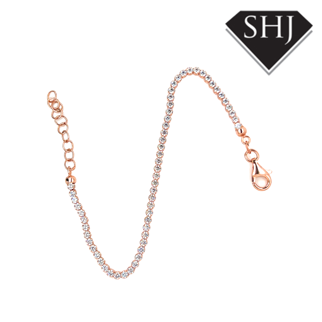 Silver Rose Gold Plated CZ Bracelet