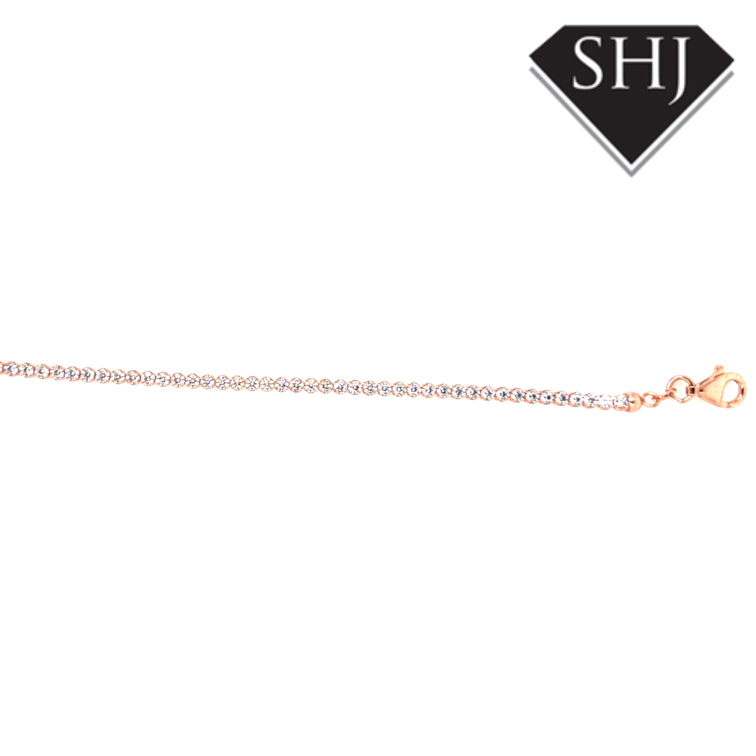 Silver Rose Gold Plated CZ Bracelet