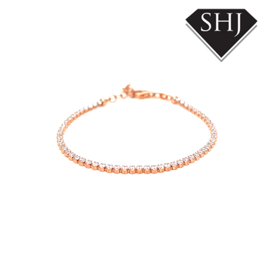 Silver Rose Gold Plated CZ Bracelet