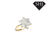 18ct Yellow & White Triangle Gold Diamond Cluster Ring