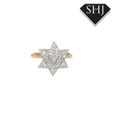 18ct Yellow & White Triangle Gold Diamond Cluster Ring