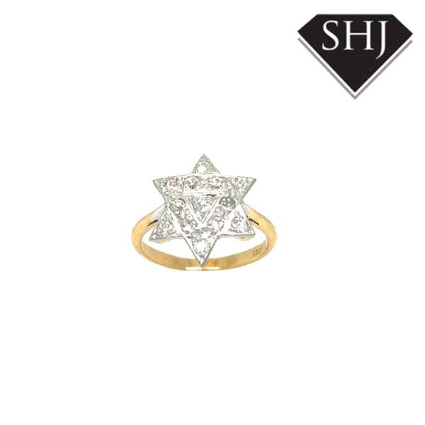 18ct Yellow & White Triangle Gold Diamond Cluster Ring