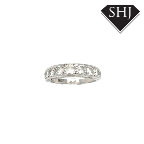 18ct White Gold Diamond 9 Stone Eternity Ring