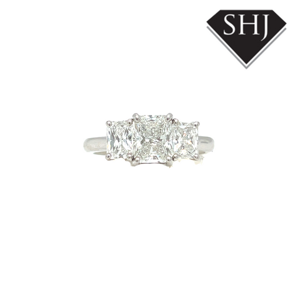 Platinum Single Stone 2.26ct Radiant Cut Diamond Ring