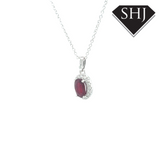 18ct White Gold 0.54ct Ruby and 0.09ct Diamond Pendant