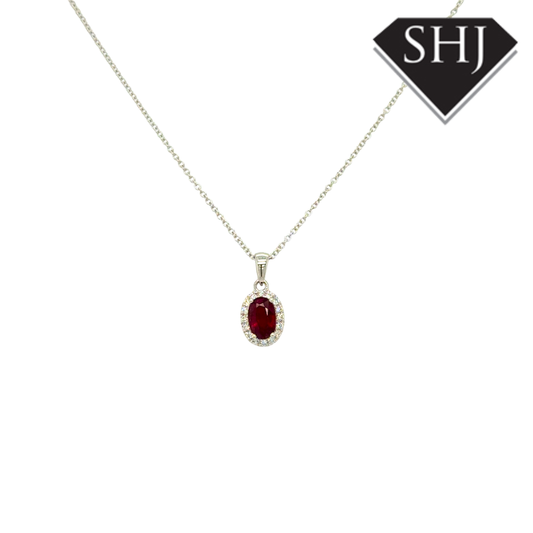 18ct White Gold 0.54ct Ruby and 0.09ct Diamond Pendant