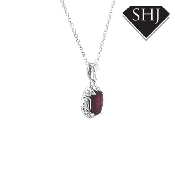 18ct White Gold 0.54ct Ruby and 0.09ct Diamond Pendant