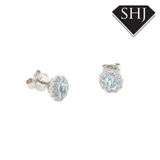 18ct White Gold 0.33ct Aqua 0.24ct Diamond Earrings