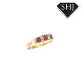 18ct Yellow Gold Ruby & Diamond Cluster Ring