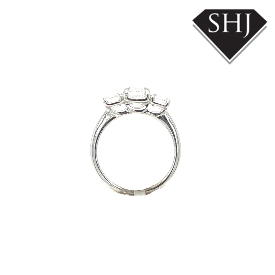18ct White Gold 3 Stone Emerald Cut Lab Grown Diamond Ring