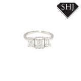 18ct White Gold 3 Stone Emerald Cut Lab Grown Diamond Ring