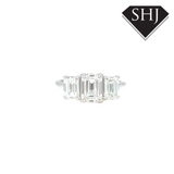 18ct White Gold 3 Stone Emerald Cut Lab Grown Diamond Ring
